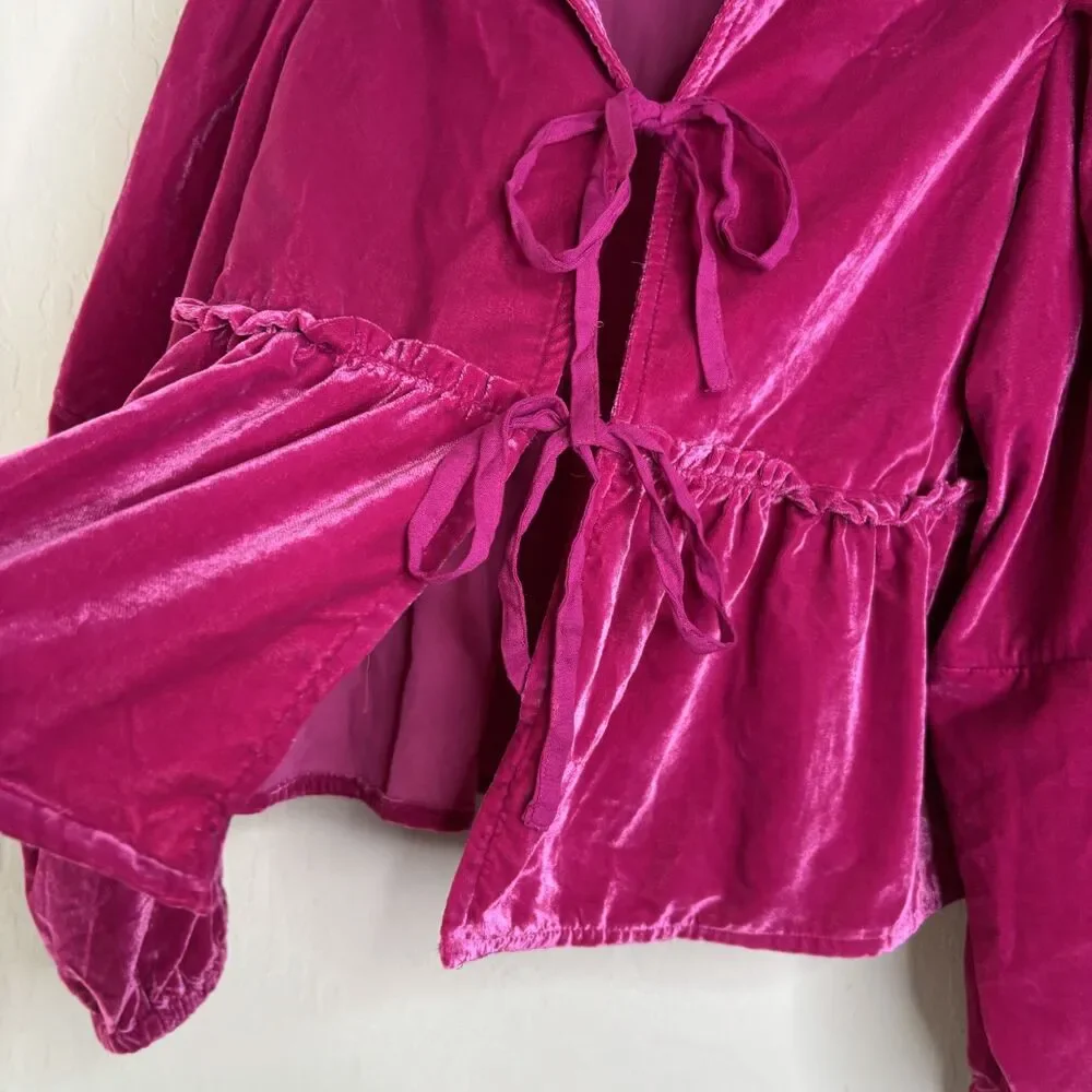 Free People Brunch Babe Velvet Blouse